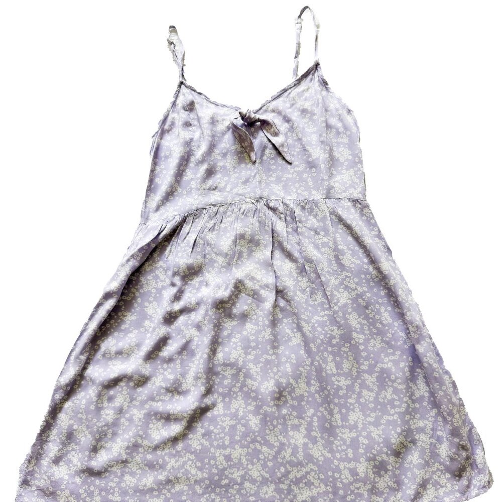 Purple Flower bow tie dress, mini dress size M